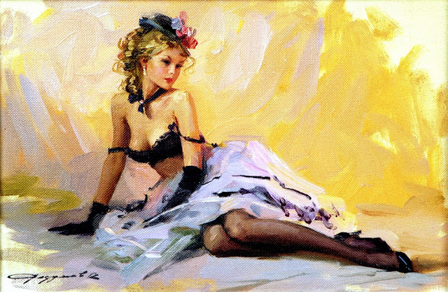 painting of a women by Konstantin Razumov