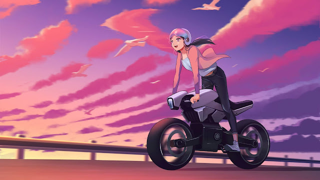 Anime Biker Girl Art