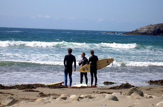 Dave, Joe & Noah going out surfing at Long Beach