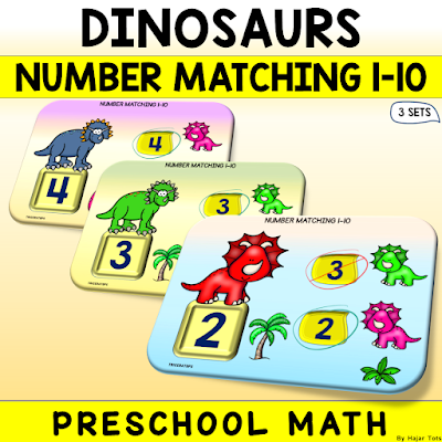 Number Recognition 1 to 10 Dinosaurs Triceratops