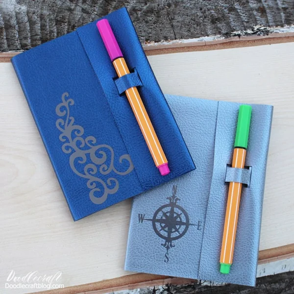 Make custom journals and notebooks using the Cricut Maker and faux leather.