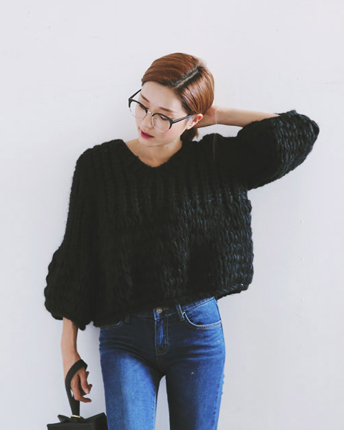 Balloon Sleeve Knit Pullover