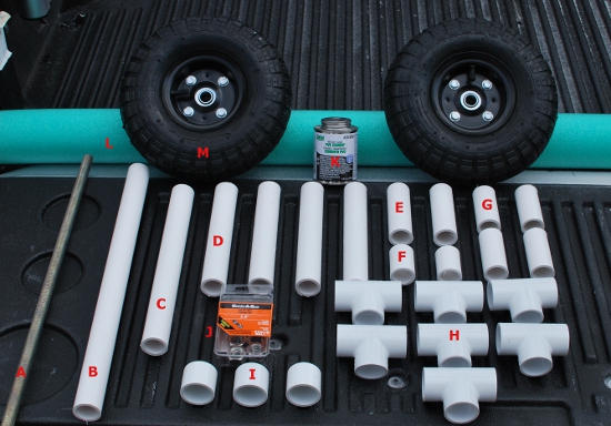 Homemade Kayak Milk Crate Cart 