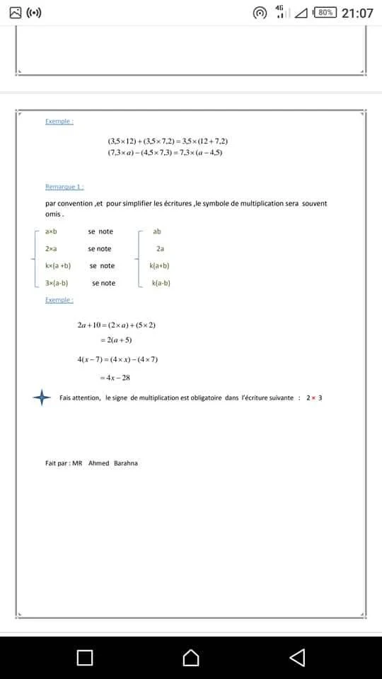 Leçon1: Les nombres entiers et décimaux: opération 1 AC