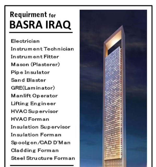 Urgently required for Jobs in Iraq