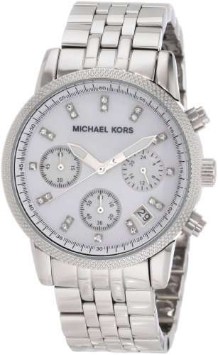 Women's Stainless Steel Case and Bracelet Quartz Chronograph Mother of Pearl Dial