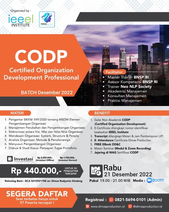 WA.0821-5694-0101 | Certified Organization Development Professional (CODP)  21 Desember 2022