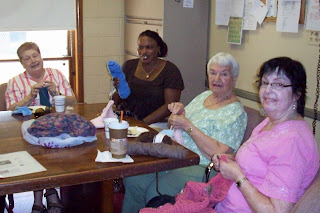 Ethel, Evelyn, Marie and Elayne knit away! 