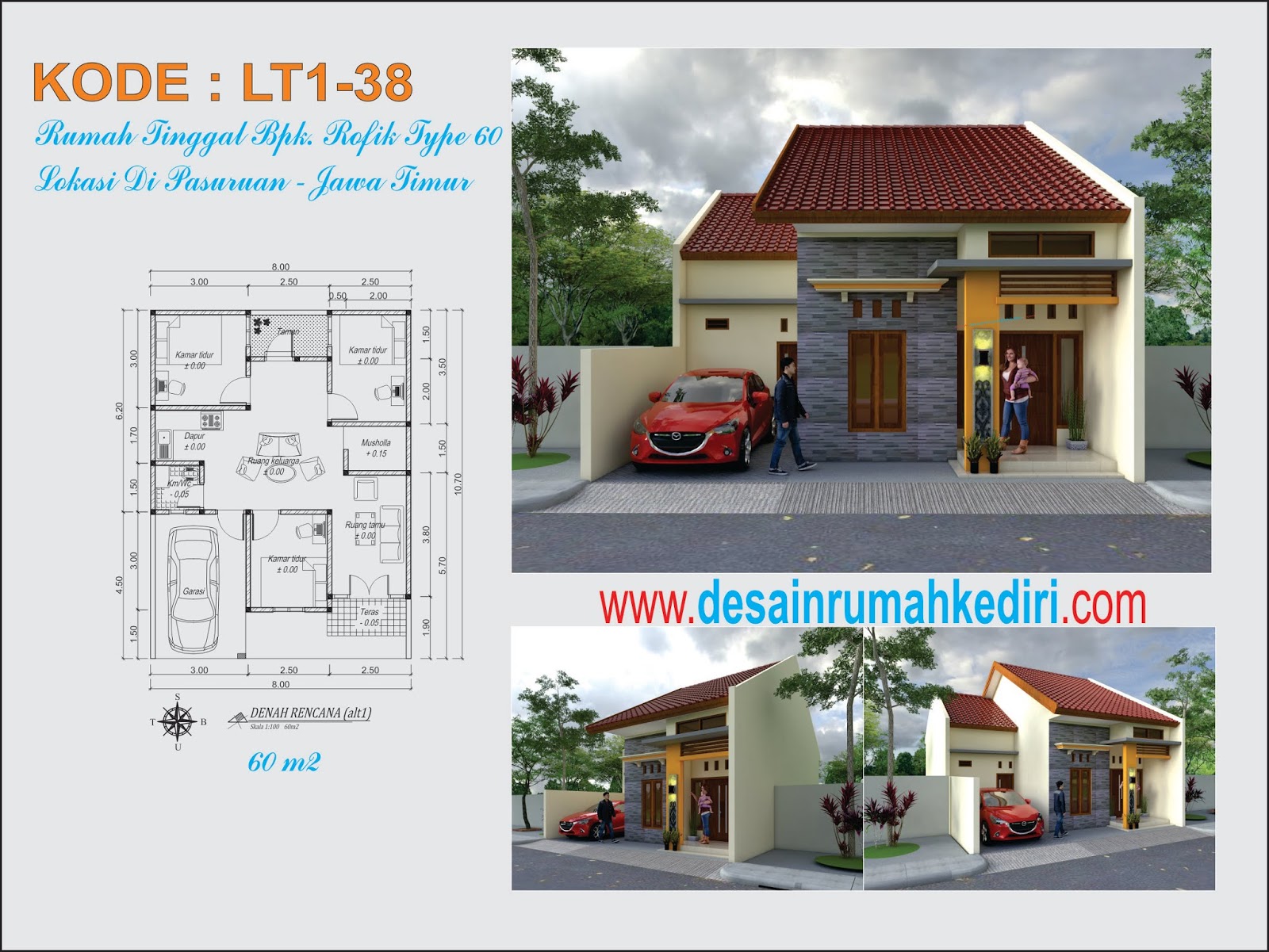 LT1 38 Desain Rumah Minimalis 1 Lantai Bpk Rofik Di Pasuruan Jasa Desain Rumah Terpercaya