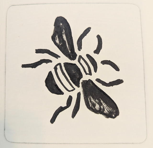 Bee: Ink on rice paper, stencilled