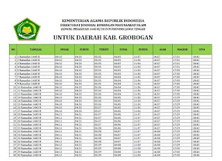 Jаdwаl Imѕаkіуаh Rаmаdhаn 2019 (1440 H) Grobogan