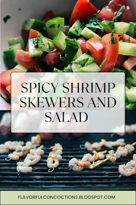 Spicy Grilled Shrimp Skewers and Salad