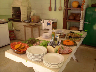 Saladas, almoço, churrasco