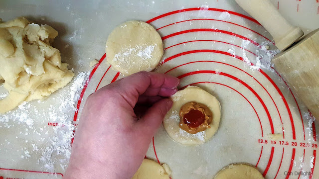 hamantaschen cookies filled with pb&j