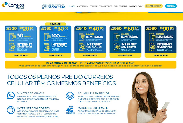 Site dos Correios - Celular