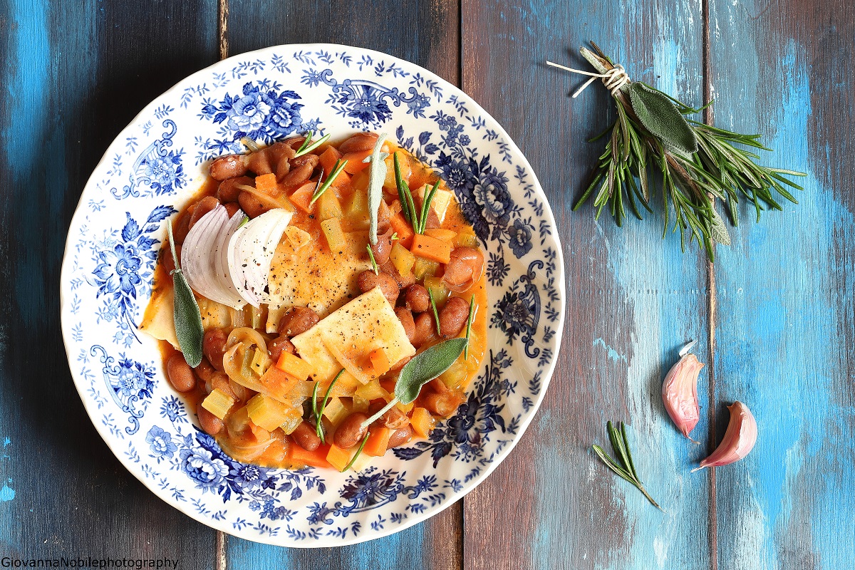 Minestra di maltagliati e fagioli borlotti