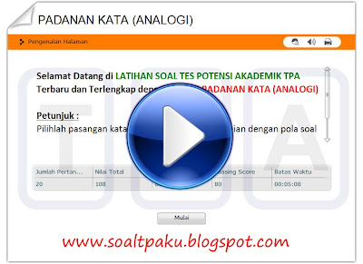 Simulasi Ujian Soal TPA Padanan Kata (Analogi) - Contoh Simulasi Ujian Soal TPA Padanan Kata (Analogi) - Contoh