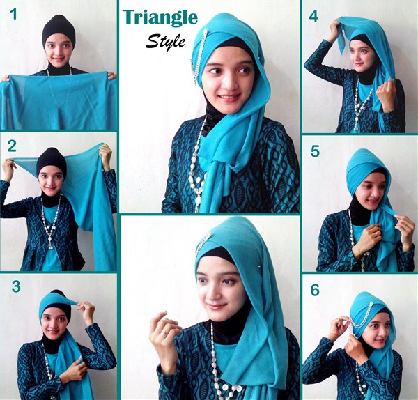 Trend pola kreasi tutorial gaya desain model hijab dengan jilbab atau kerudung segi empa 35 Model Tutorial Hijab Segi Empat Terbaru 2017/2018