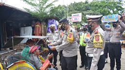 Kapolres Indramayu Bagi-Bagi Masker Gratis Dalam Rangka Penanganan Covid-19 di Masa PPKM Periode II