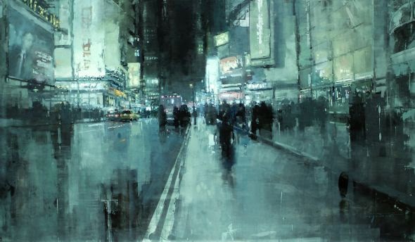 Jeremy Mann pinturas a óleo borradas paisagens urbanas cidades