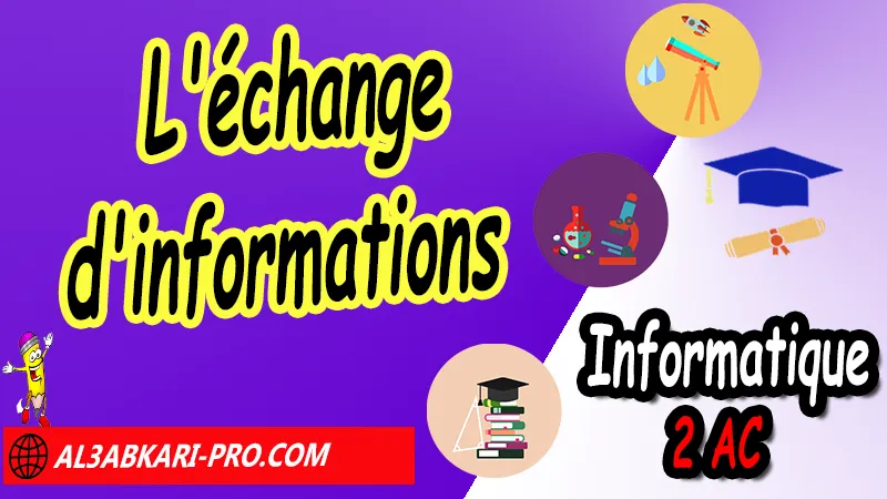 Échange d'informations (U2C32), Informatique 2ème Année Collège 2AC, Le programme de l'nformatique 2ème ac, Informatique 2APIC, Informatique 2ème année collège pdf, Informatique 2ac exercices corrigés pdf, Cours de l'informatique 2ème année collège maroc pdf, Informatique 2ème année collège exercices, Cours Informatique 2ème année collège pdf, télécharger livre de l'informatique au collège 2ème année, parcours Informatique 2ème année collège pdf, évaluation de l'informatique 2ème année collège maroc 1er semestre pdf