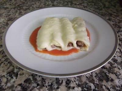 Canelones rellenos de carne picada y paté