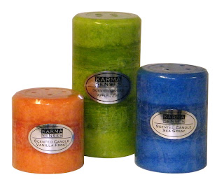 KARMA SENSES  Quality Scented Pillar Candles. Contains Essential Oils