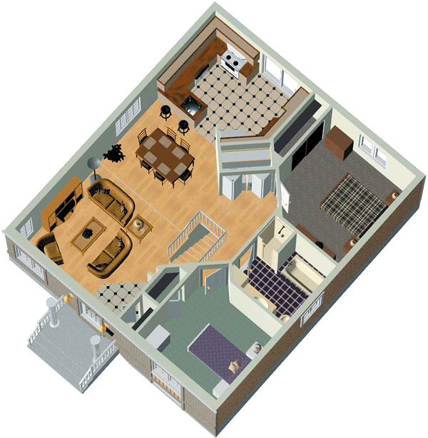 2 Bedroom House Plans 3D