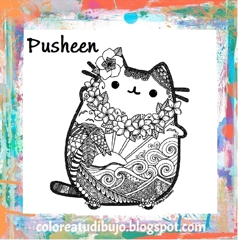 Pusheen Mandala para colorear