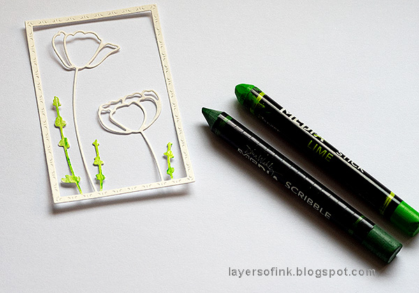 Layers of ink - Poppy Card Tutorial by Anna-Karin Evaldsson. Color the grass.