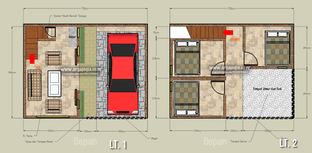 7 Desain  Rumah  Minimalis 2  Lantai  Luas Tanah 40m2