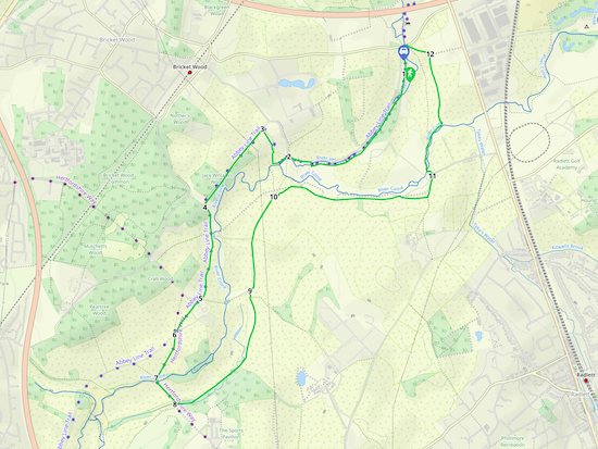 Map for Walk 119: Colne Valley South Loop