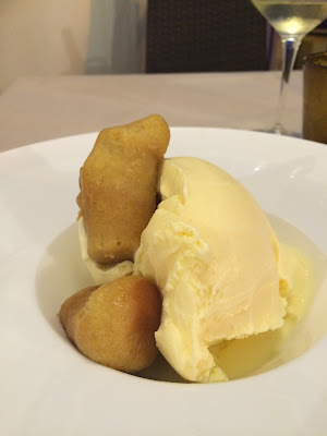 vanilla ice cream with babà al rum