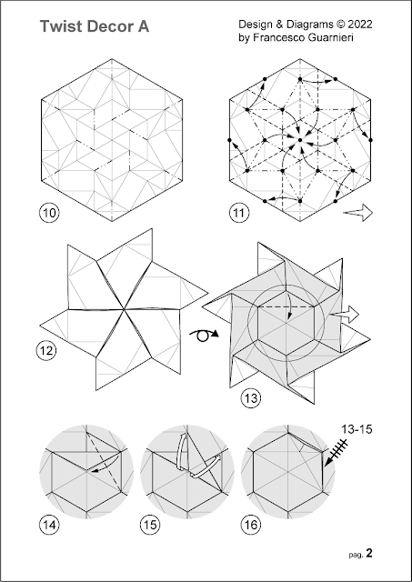Origami diagrammi, pag. 2: Twist Decor A © by Francesco Guarnieri