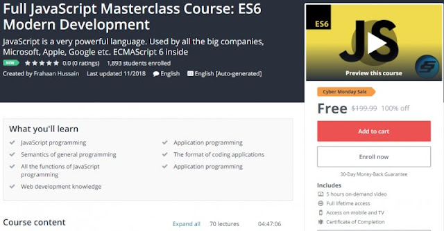 [100% Off] Full JavaScript Masterclass Course: ES6 Modern Development| Worth 199,99$ 