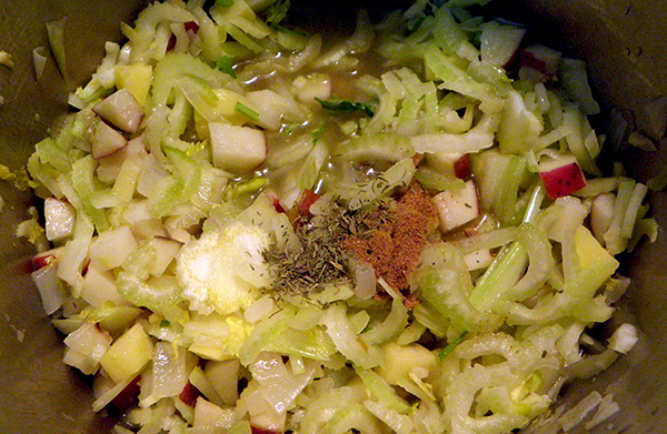 Spices and Broth Added to Soup