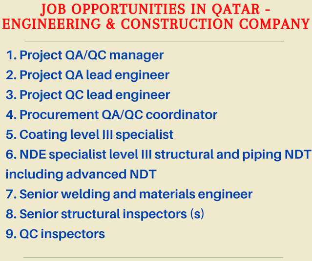 Job opportunities in Qatar - Engineering & construction company