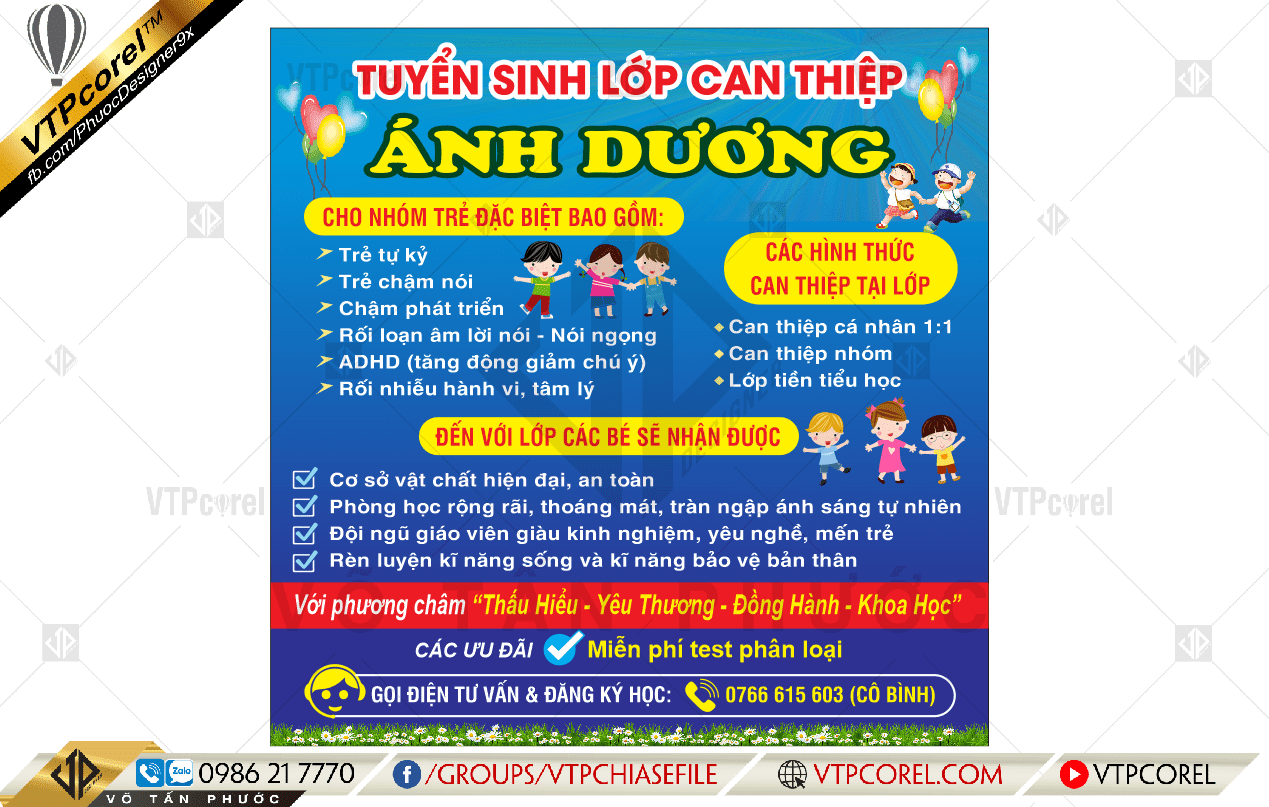 Pano tuyển sinh lớp học mầm non Ánh Dương CDR12