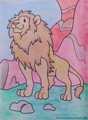 aslan, lion, colored pencil art, Dollar Tree coloring book