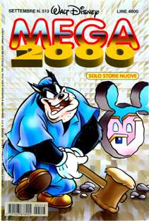 Almanacco Topolino 513 - Mega2000 90 - Settembre 1999 | ISSN 1123-878X | CBR 215 dpi | Mensile | Fumetti | Universo Disney
L'Almanacco Topolino iniziò ad essere pubblicato nel 1957 come continuazione degli Albi d'Oro, una rivista che proponeva, alternativamente, storie tratte dall'universo Disney e storie non-Disney.
Nei primi anni trenta, con il nome di Albi d'Oro, la testata Almanacco Topolino venne utilizzata per pubblicare albi speciali, stagionali o annuali come nella moda statunitense. Dall'ottobre del 1956 la testata ha affiancato e poi sostituito la serie degli Albi d'Oro, divenuto semplicemente una piccola dicitura in un quadratino in alto a sinistra.
Sull'Almanacco Topolino venivano preferibilmente pubblicati fumetti stranieri, principalmente a causa del suo formato più ampio che consentiva di pubblicare le storie tipicamente a quattro strisce dell'estero senza rimontarle o ridurle in dimensioni. Alcuni anni più tardi, nel gennaio del 1970, venne adottata una nuova numerazione, partendo dal 157, ovvero contando i numeri usciti dal gennaio 1957 in poi, che diventa così il primo numero ufficiale della serie. Fino al dicembre 1981, la rivista aveva la caratteristica di essere stampata alternando due pagine a colori e due in bianco e nero: dal mese seguente divenne invece interamente a colori.
Dal gennaio 1985 la rivista ha assunto un formato ridotto e ha cambiato il suo nome in Mega Almanacco e successivamente in Mega 2000 e in Mega 3000 (dal 2000). Nel corso degli anni novanta ha iniziato a presentare al pubblico anche storie danesi e brasiliane, oltre a quelle statunitensi e olandesi.
L'Almanacco Topolino è stato ripreso nel corso dell'aprile 1999 come trimestrale: presentava le ristampe delle più illustri storie mai pubblicate sulla prima serie. Si è conclusa con il numero 13 del marzo 2002.
Buona parte delle storie classiche apparse sulla prima serie della rivista sono ristampate sulla testata Le Imperdibili, che si avvale delle copertine di Marco Rota. Anche questa serie ha chiuso i battenti, con il numero 33 del settembre 2007.
La rivista ha avuto questi titoli:
- Albi d'Oro: inizia come settimanale, presentando anche storie non-Disney, quindi diventa mensile con storie solo Disney fino al dicembre 1956;
- Almanacco Topolino: dal gennaio 1957 fino al dicembre 1984;
- Mega Almanacco: partito con il numero 337, nel gennaio 1985;
- Mega 2000: partito dal numero 424, nell'aprile del 1992;
- Mega 3000: partito dal numero 521, nel maggio 2000;
- Mega: partito con il numero 596 ad agosto 2006, e terminato con il numero 613 a gennaio 2008.
Tutte queste serie sono da considerarsi un'unica collana in virtù della numerazione continua.