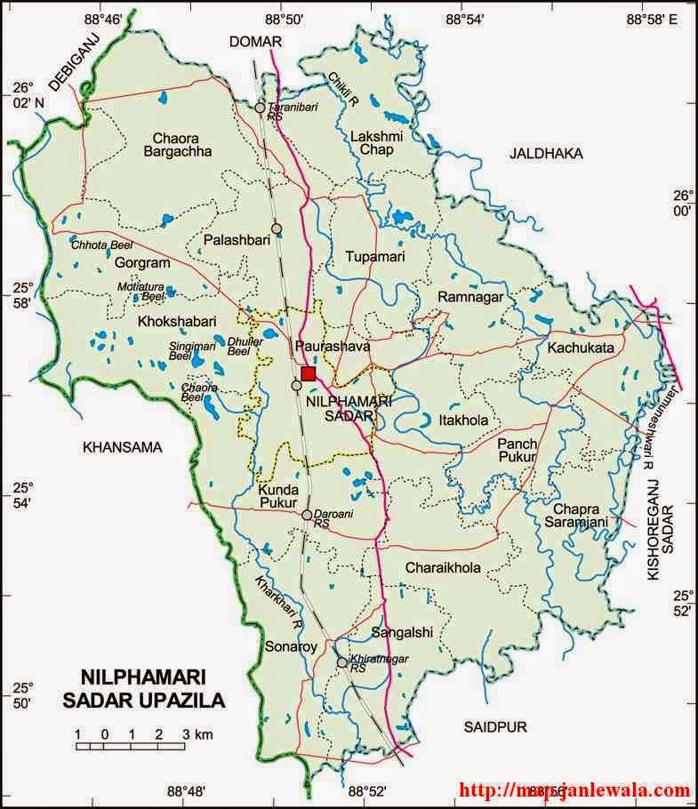 nilphamari sadar upazila map of bangladesh