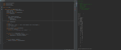Dark coloured IDE showing solution and result of transpose