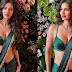 Disha Patani Hot Cleavage & Navel Exposed In Green Bikini Blouse & Saree..