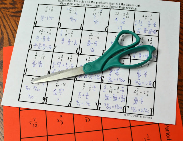 Operations on Fractions Math Freebies