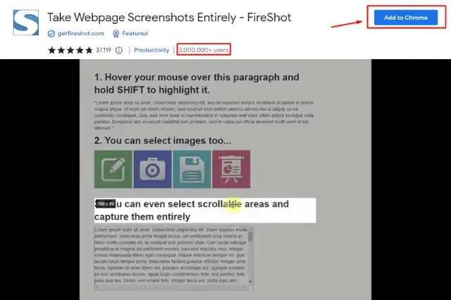 FireShot chrome extension to take webpages screenshots