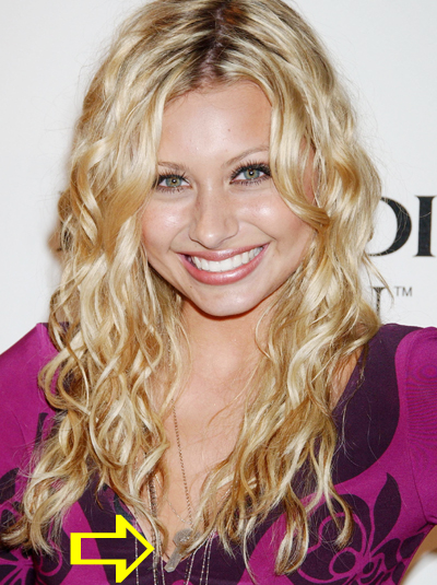 Aly Michalka wearing a Jenny Dayco necklace