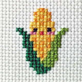Tiny cute corn cross stitch pattern