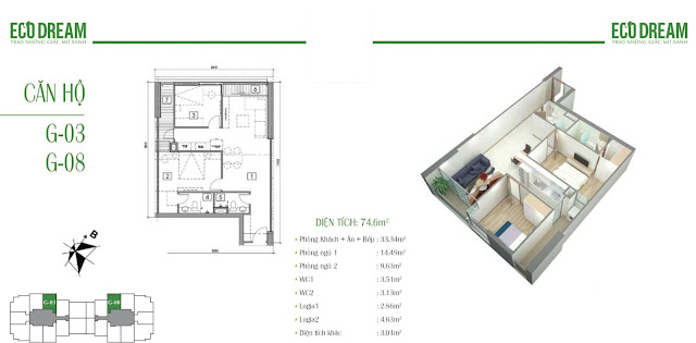 Căn hộ G03 - 08 Eco Dream Nguyễn Xiển