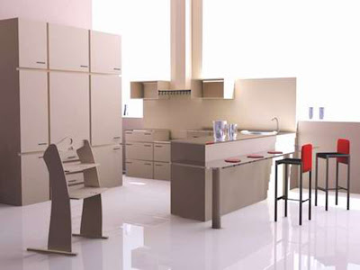 European 3ds Max Contemporary Kitchen Interior Design Rendering Scene