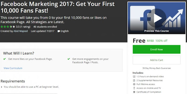 [100% Off] Facebook Marketing 2017: Get Your First 10,000 Fans Fast!| Worth 150$